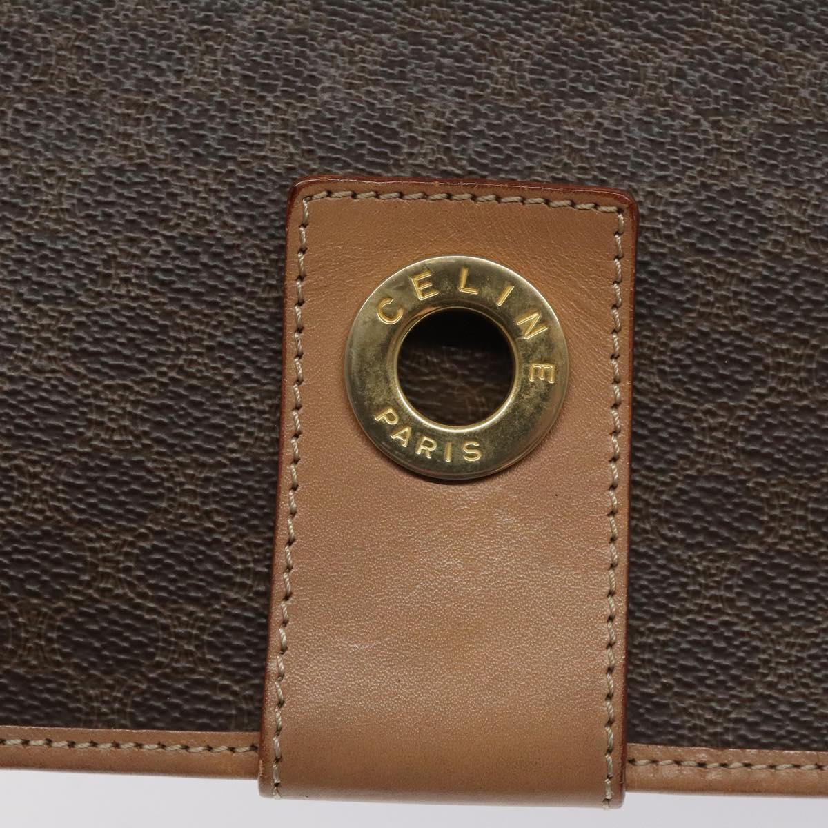 CELINE Macadam Canvas Shoulder Bag PVC Leather Brown Gold Auth BD184