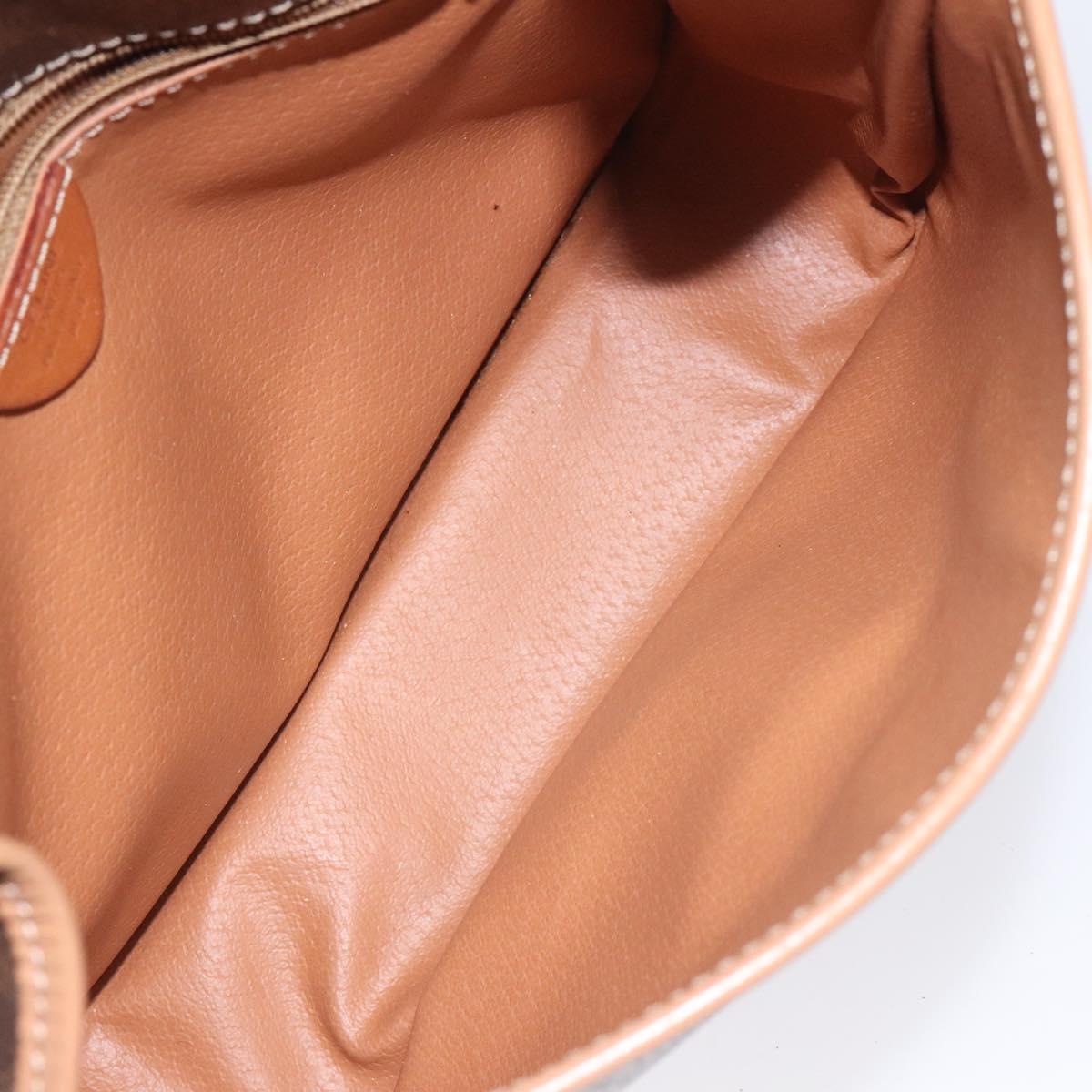 CELINE Macadam Canvas Shoulder Bag PVC Leather Brown Gold Auth BD184