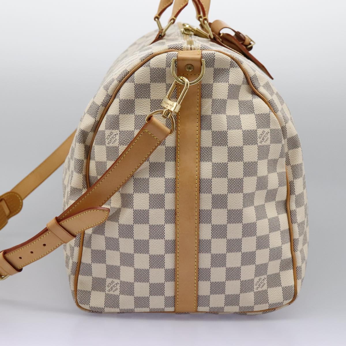 LOUIS VUITTON Damier Azur Keepall Bandouliere 55 Boston Bag N41429 Auth BD1851AV