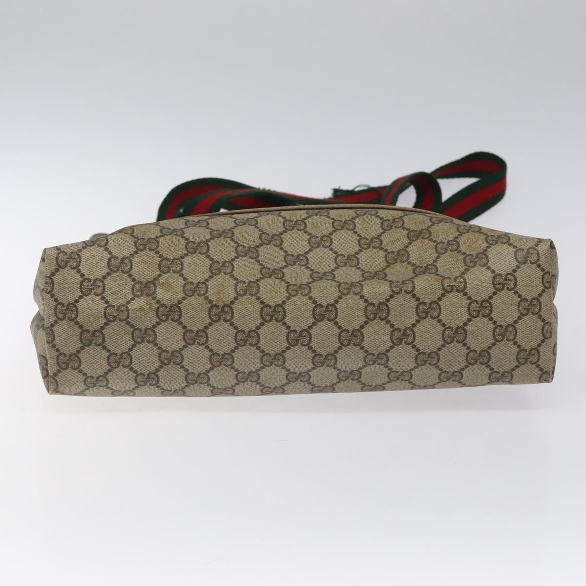 GUCCI GG Supreme Web Sherry Line Tote Bag PVC Beige Gold 39 02 003 Auth BD1863