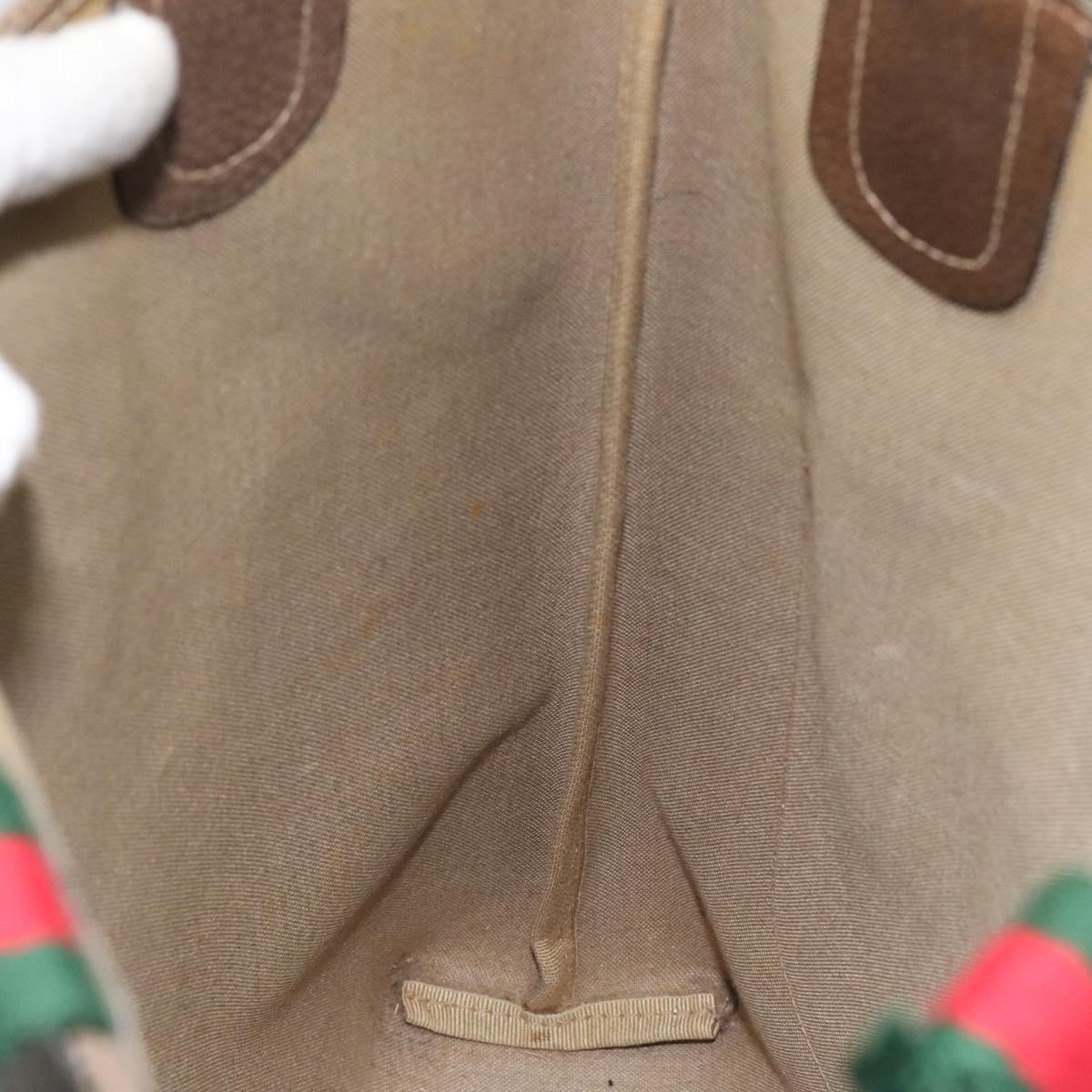 GUCCI GG Supreme Web Sherry Line Tote Bag PVC Beige Gold 39 02 003 Auth BD1863