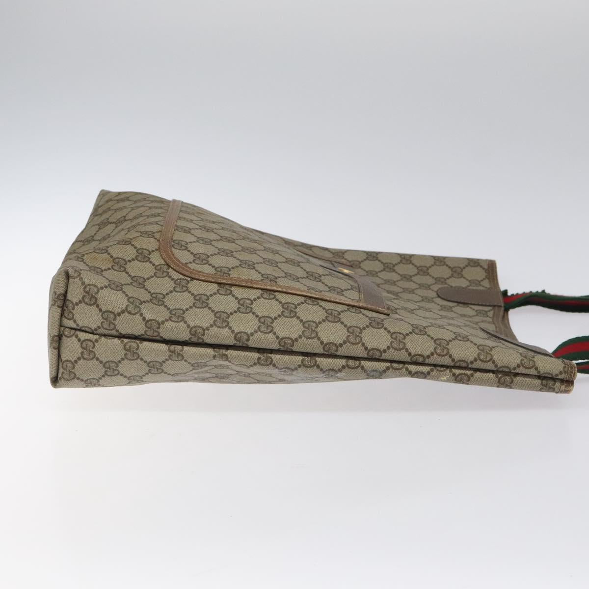 GUCCI GG Supreme Web Sherry Line Tote Bag PVC Beige Gold 39 02 003 Auth BD1863