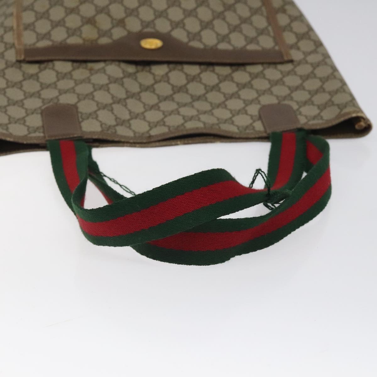 GUCCI GG Supreme Web Sherry Line Tote Bag PVC Beige Gold 39 02 003 Auth BD1863