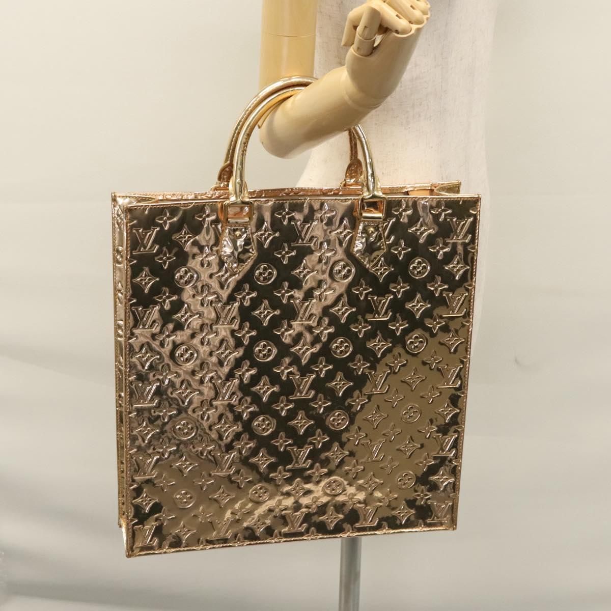 LOUIS VUITTON Monogram Miroir Sac Plat Hand Bag Gold Dore M40268 LV Auth BD186SAM