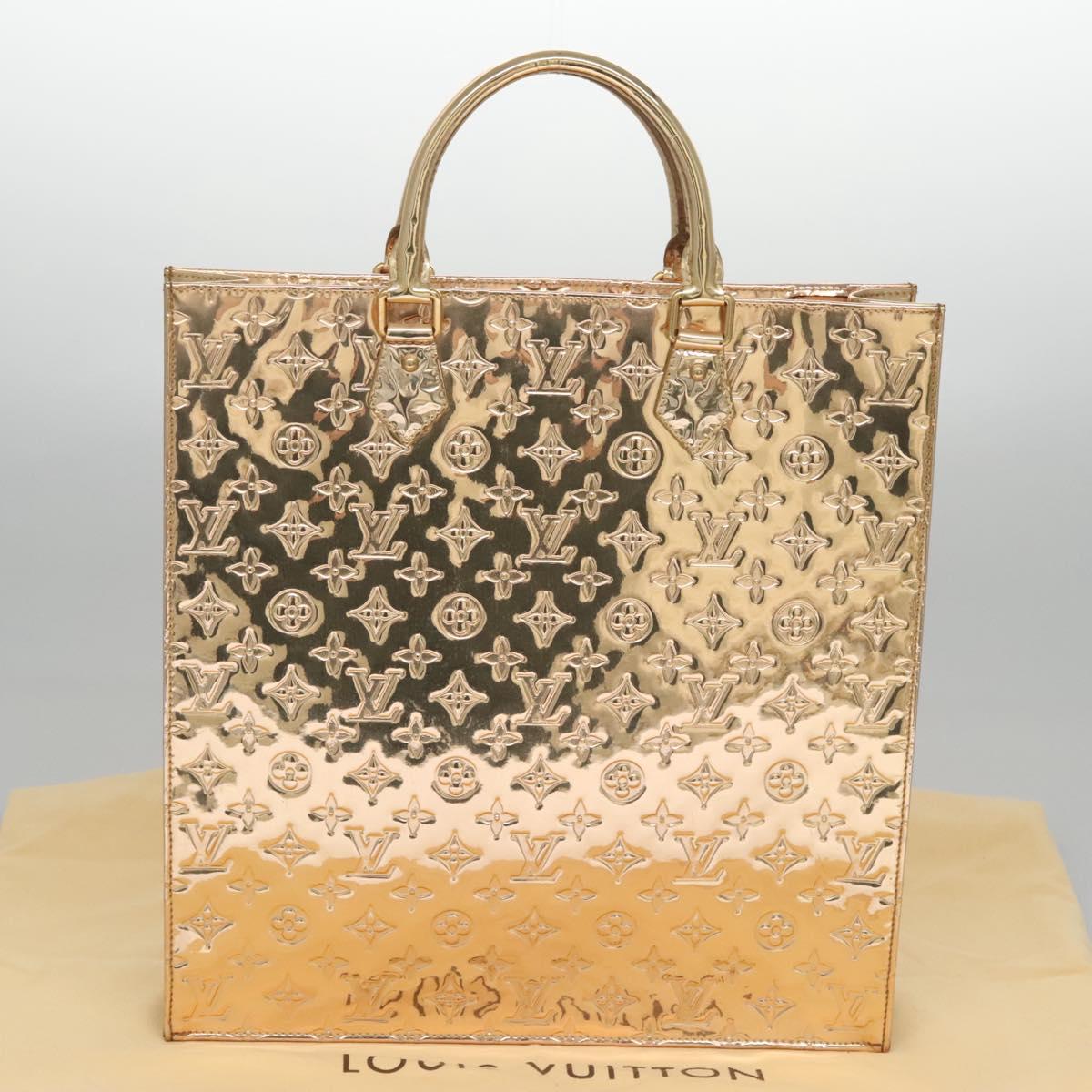 LOUIS VUITTON Monogram Miroir Sac Plat Hand Bag Gold Dore M40268 LV Auth BD186SAM