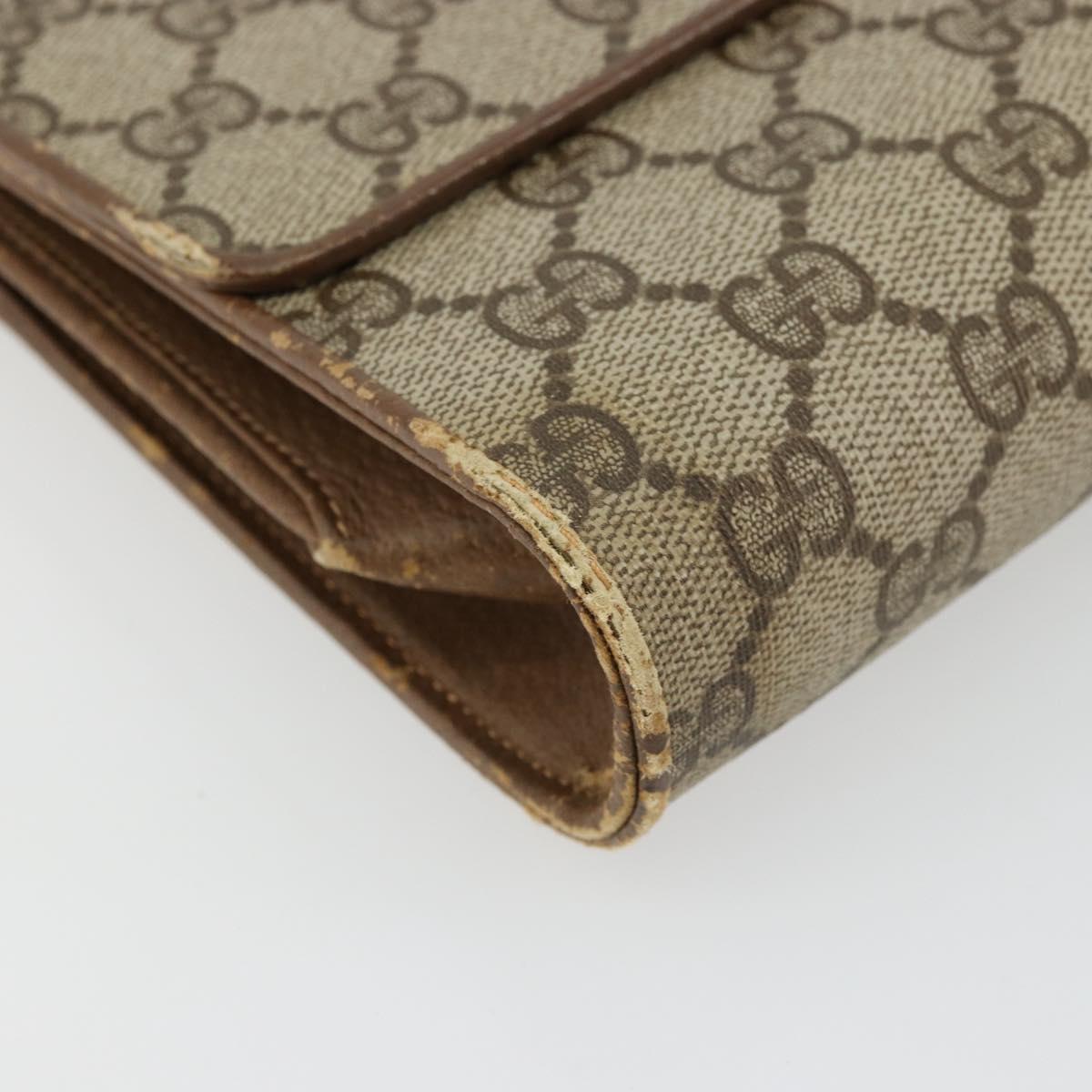 GUCCI GG Supreme Shoulder Bag PVC Beige Gold Auth BD1873