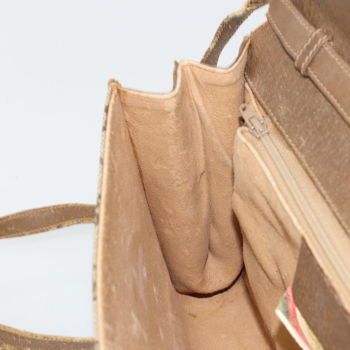 GUCCI GG Supreme Shoulder Bag PVC Beige Gold Auth BD1873