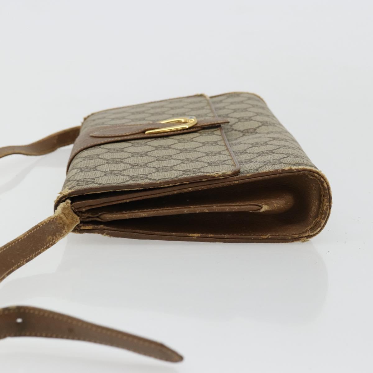 GUCCI GG Supreme Shoulder Bag PVC Beige Gold Auth BD1873