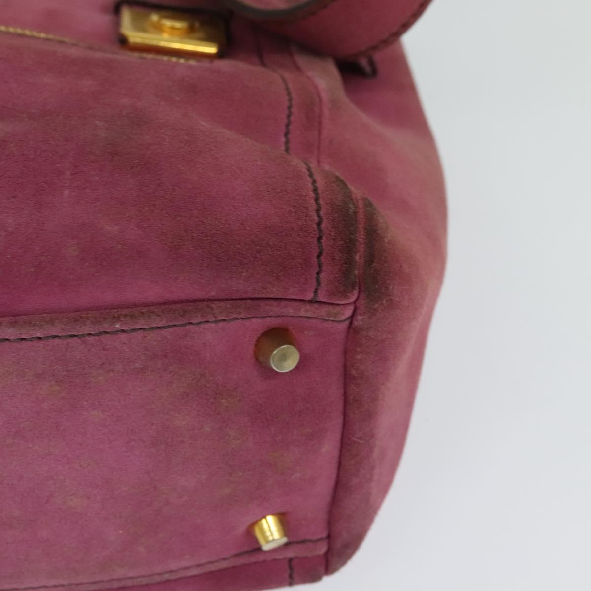 PRADA Hand Bag Suede Pink Auth BD1884