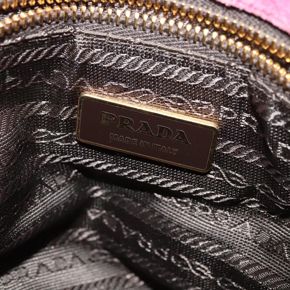 PRADA Hand Bag Suede Pink Auth BD1884