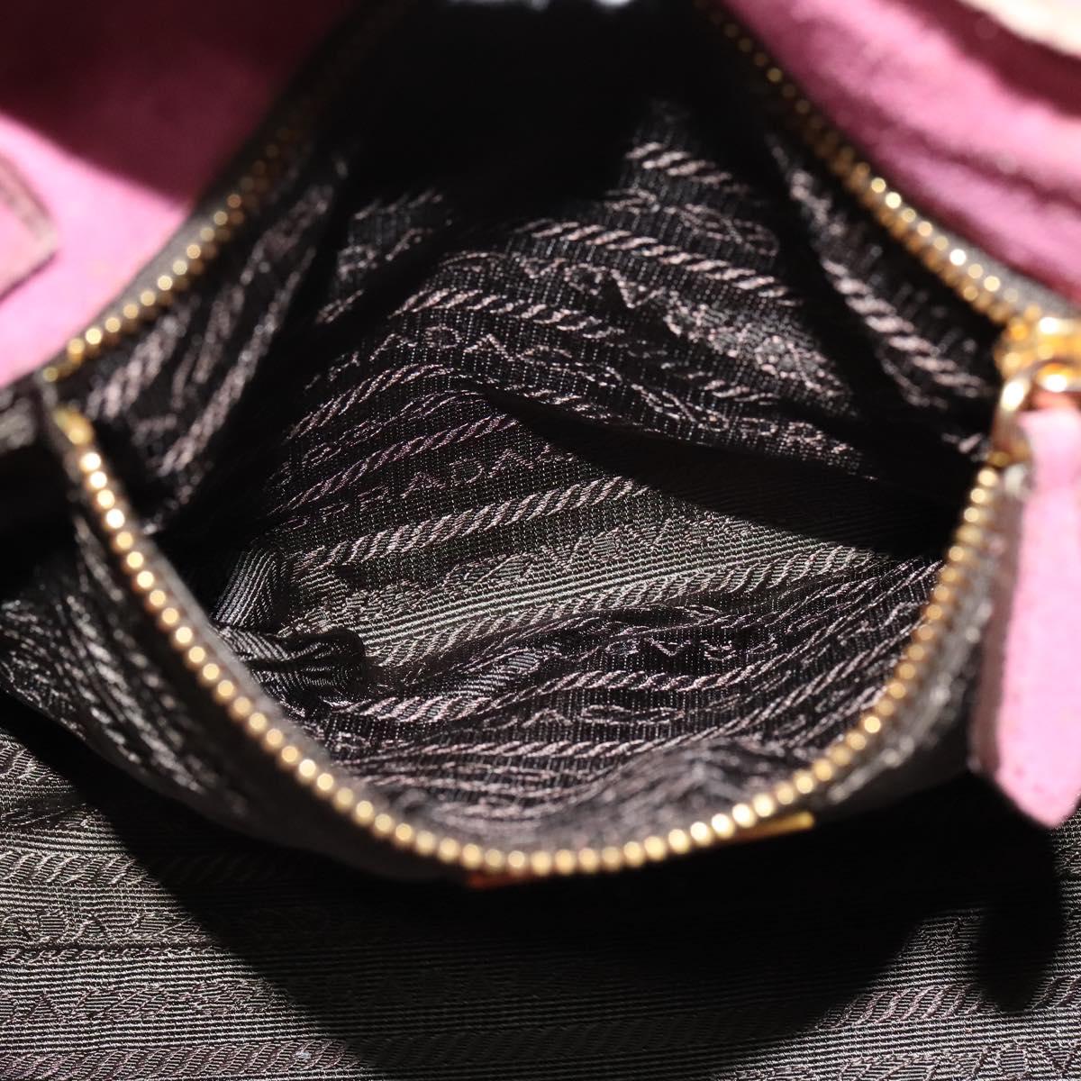 PRADA Hand Bag Suede Pink Auth BD1884