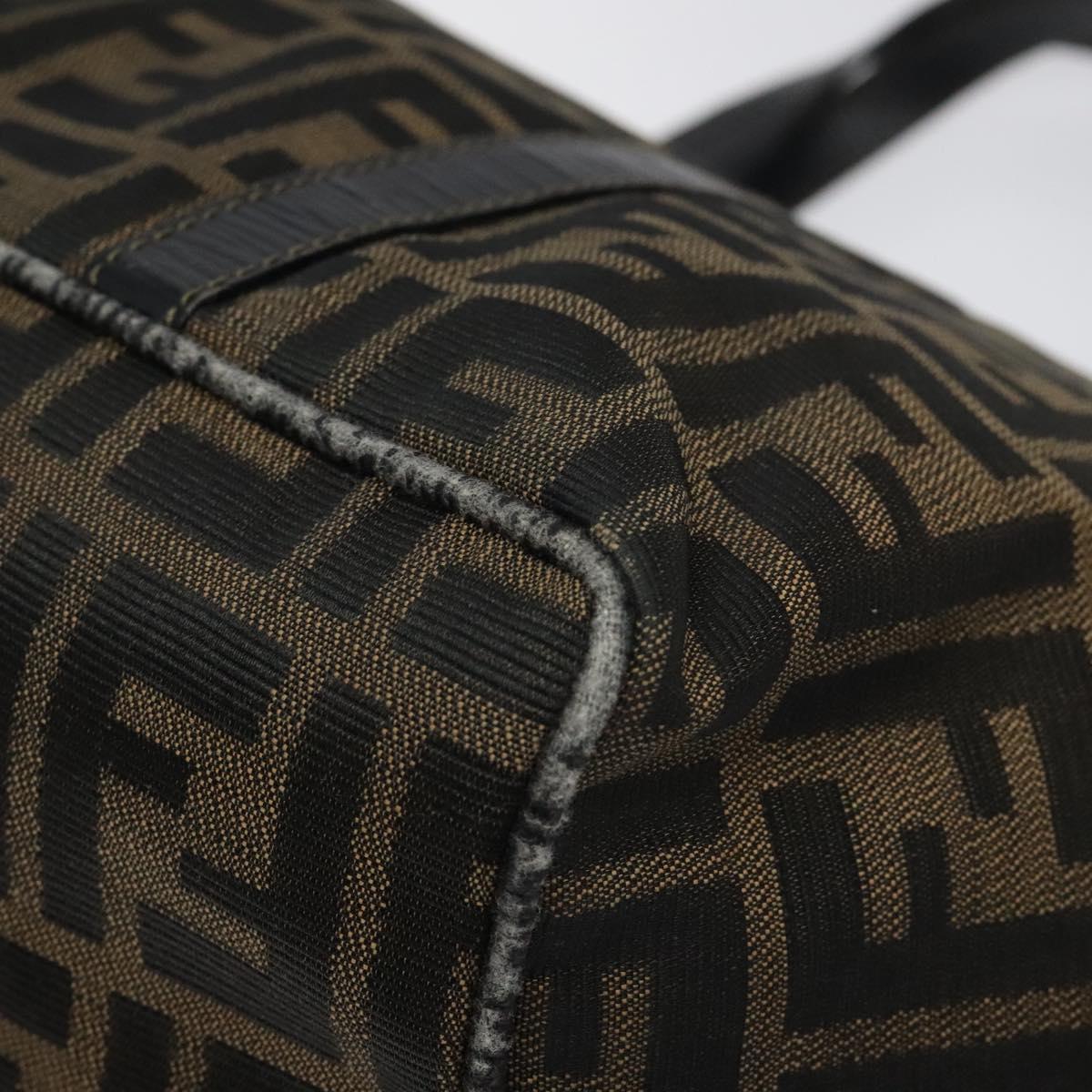 FENDI Zucca Canvas Hand Bag Brown Black Auth BD1930