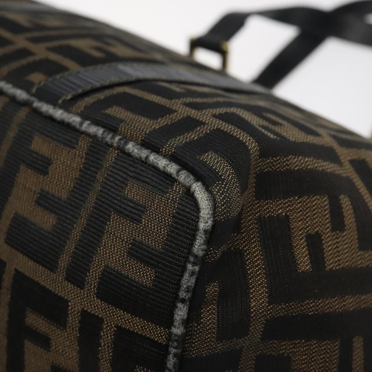 FENDI Zucca Canvas Hand Bag Brown Black Auth BD1930