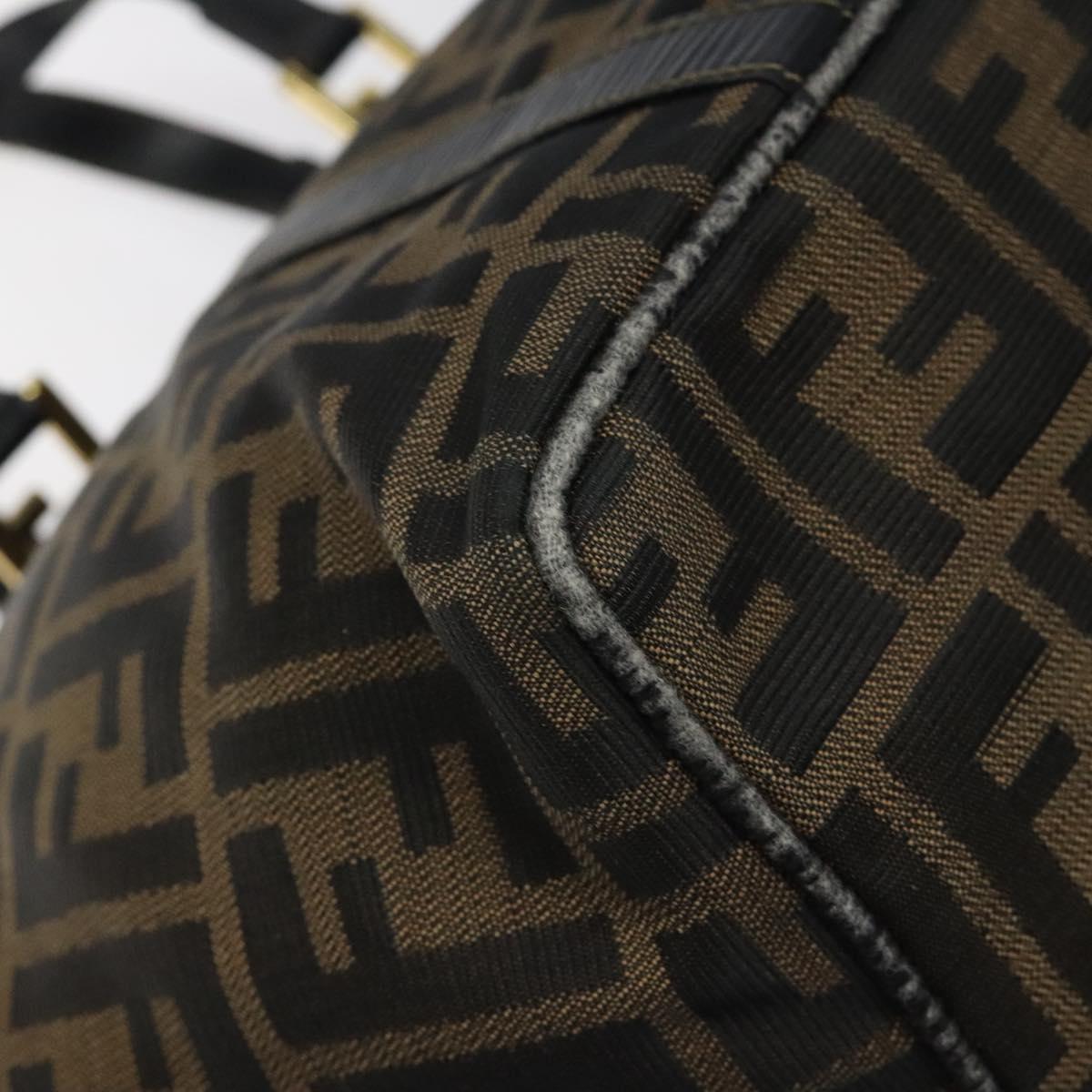 FENDI Zucca Canvas Hand Bag Brown Black Auth BD1930
