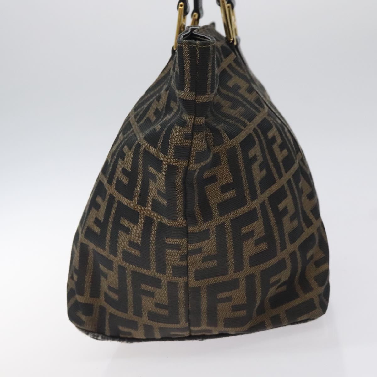 FENDI Zucca Canvas Hand Bag Brown Black Auth BD1930
