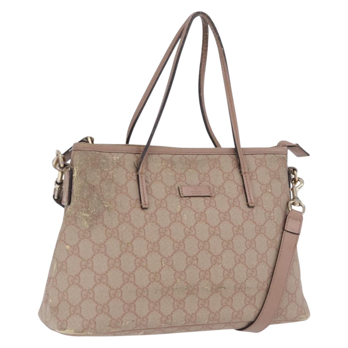GUCCI GG Supreme Hand Bag PVC 2way Pink 353440 Auth BD1945
