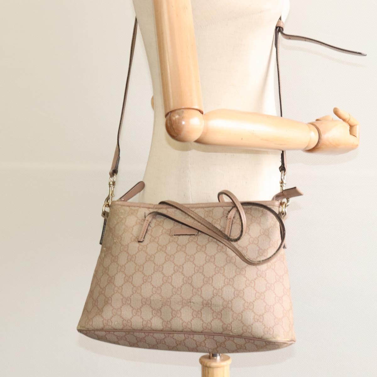 GUCCI GG Supreme Hand Bag PVC 2way Pink 353440 Auth BD1945
