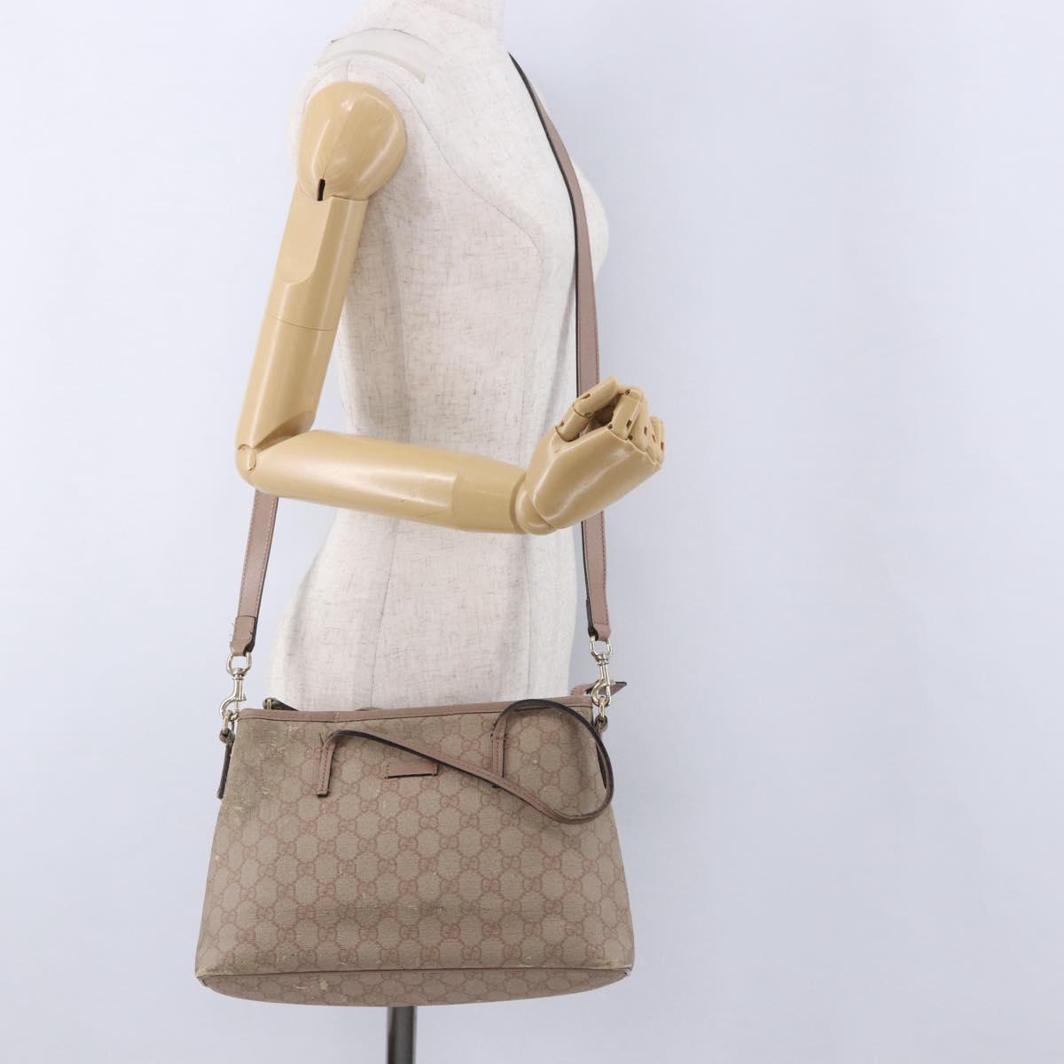 GUCCI GG Supreme Hand Bag PVC 2way Pink 353440 Auth BD1945