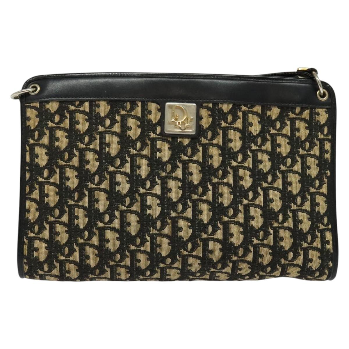 Christian Dior Shoulder Bag Navy Gold Auth BD1963