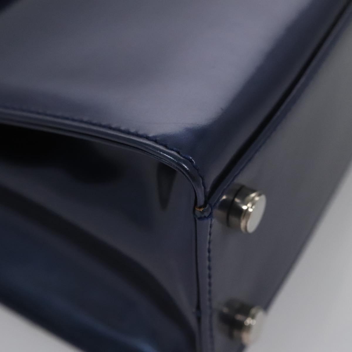 Salvatore Ferragamo Hand Bag Enamel 2way Blue Auth BD197