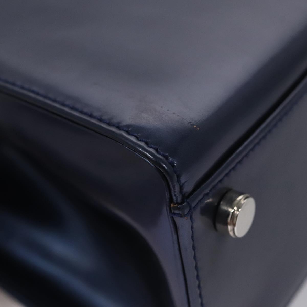 Salvatore Ferragamo Hand Bag Enamel 2way Blue Auth BD197