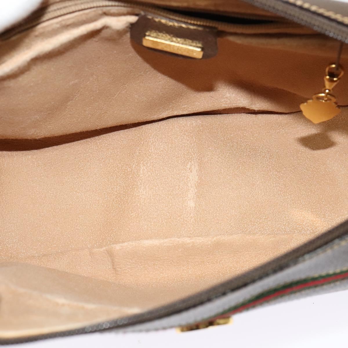 GUCCI GG Supreme Web Sherry Line Bag PVC Beige Gold 001 58 0918 Auth BD1998