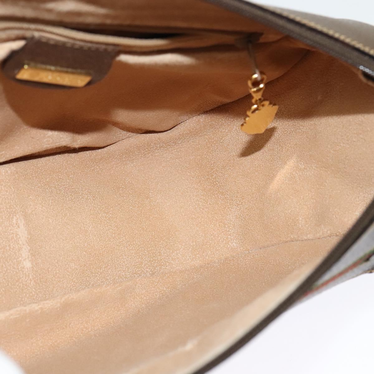 GUCCI GG Supreme Web Sherry Line Bag PVC Beige Gold 001 58 0918 Auth BD1998