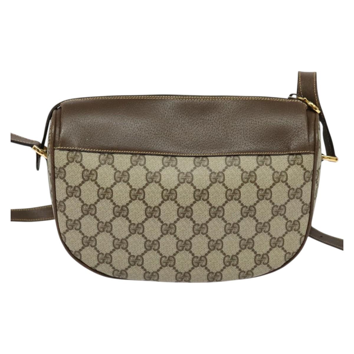 GUCCI GG Supreme Web Sherry Line Bag PVC Beige Gold 001 58 0918 Auth BD1998
