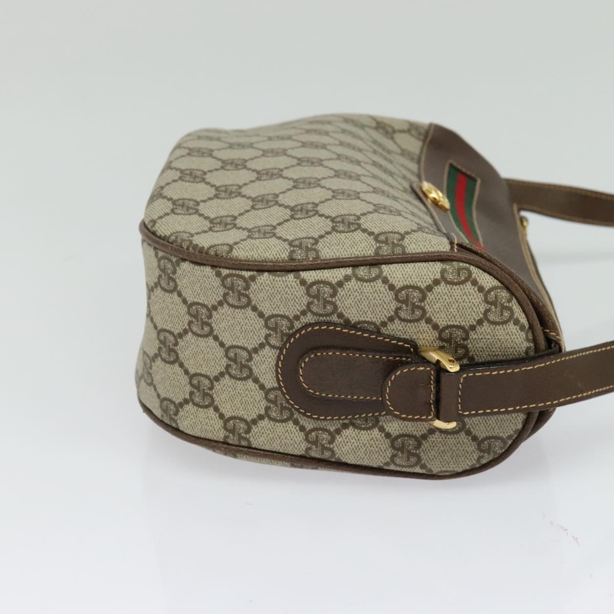 GUCCI GG Supreme Web Sherry Line Bag PVC Beige Gold 001 58 0918 Auth BD1998
