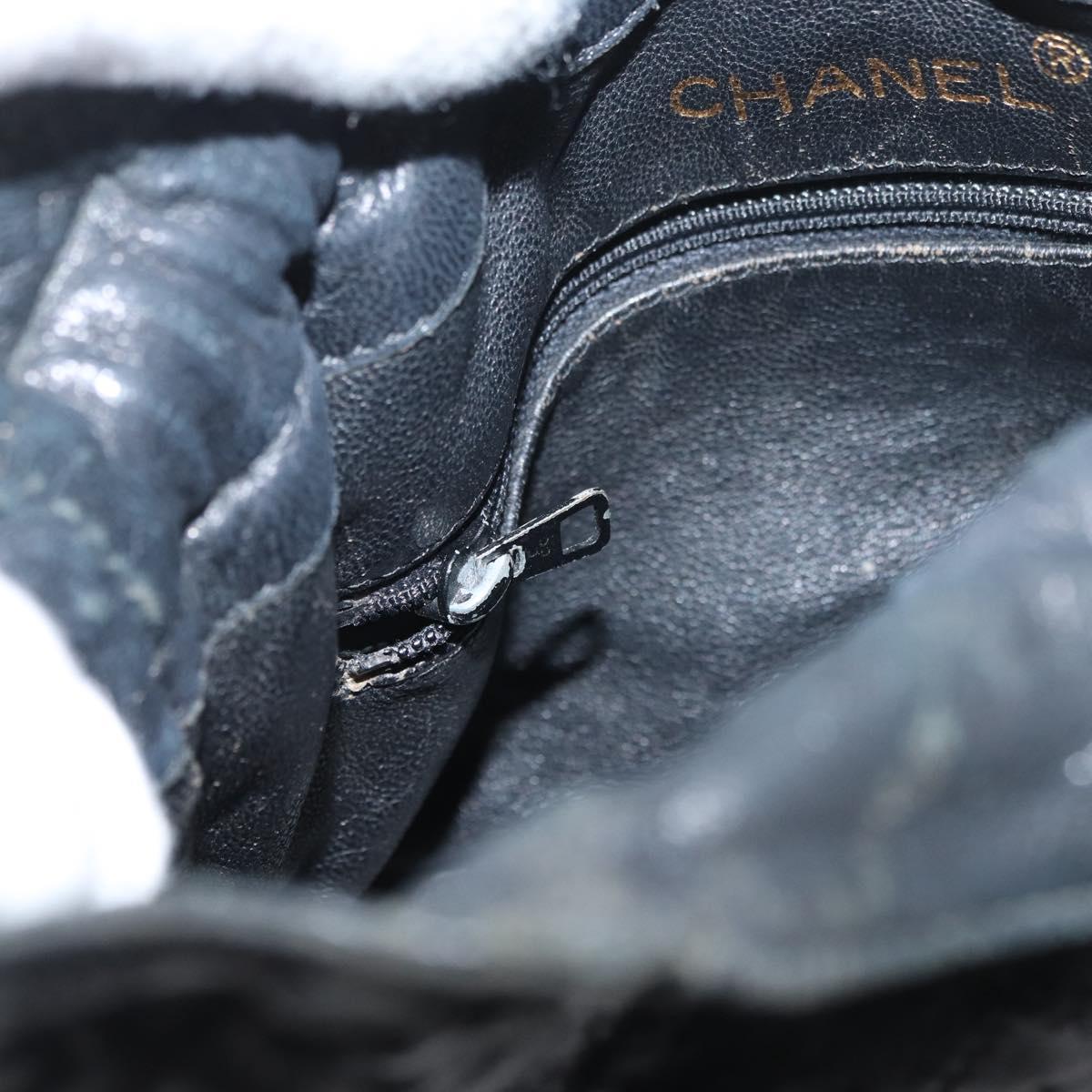 CHANEL Matelasse Chain Shoulder Bag Lamb Skin Black Gold CC Auth BD2003