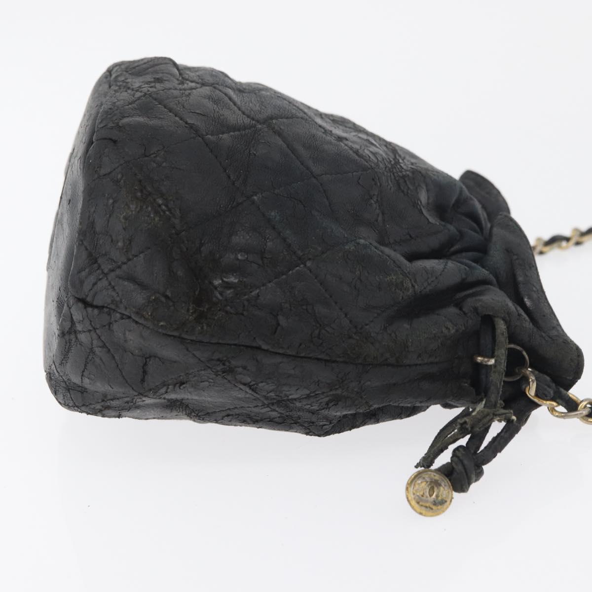 CHANEL Matelasse Chain Shoulder Bag Lamb Skin Black Gold CC Auth BD2003