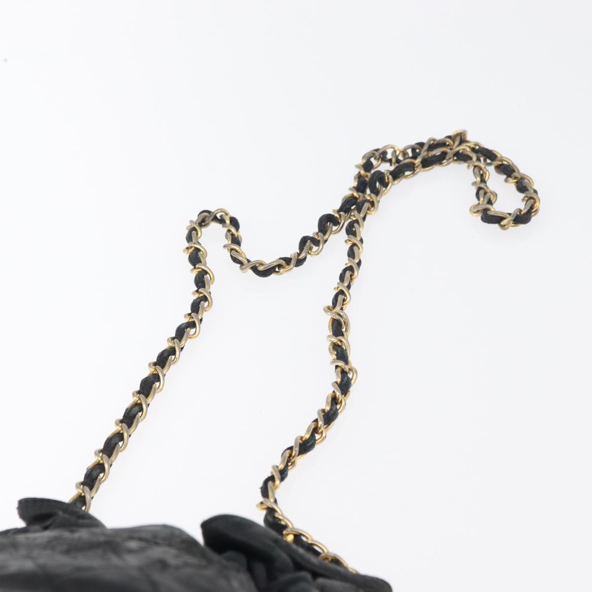 CHANEL Matelasse Chain Shoulder Bag Lamb Skin Black Gold CC Auth BD2003