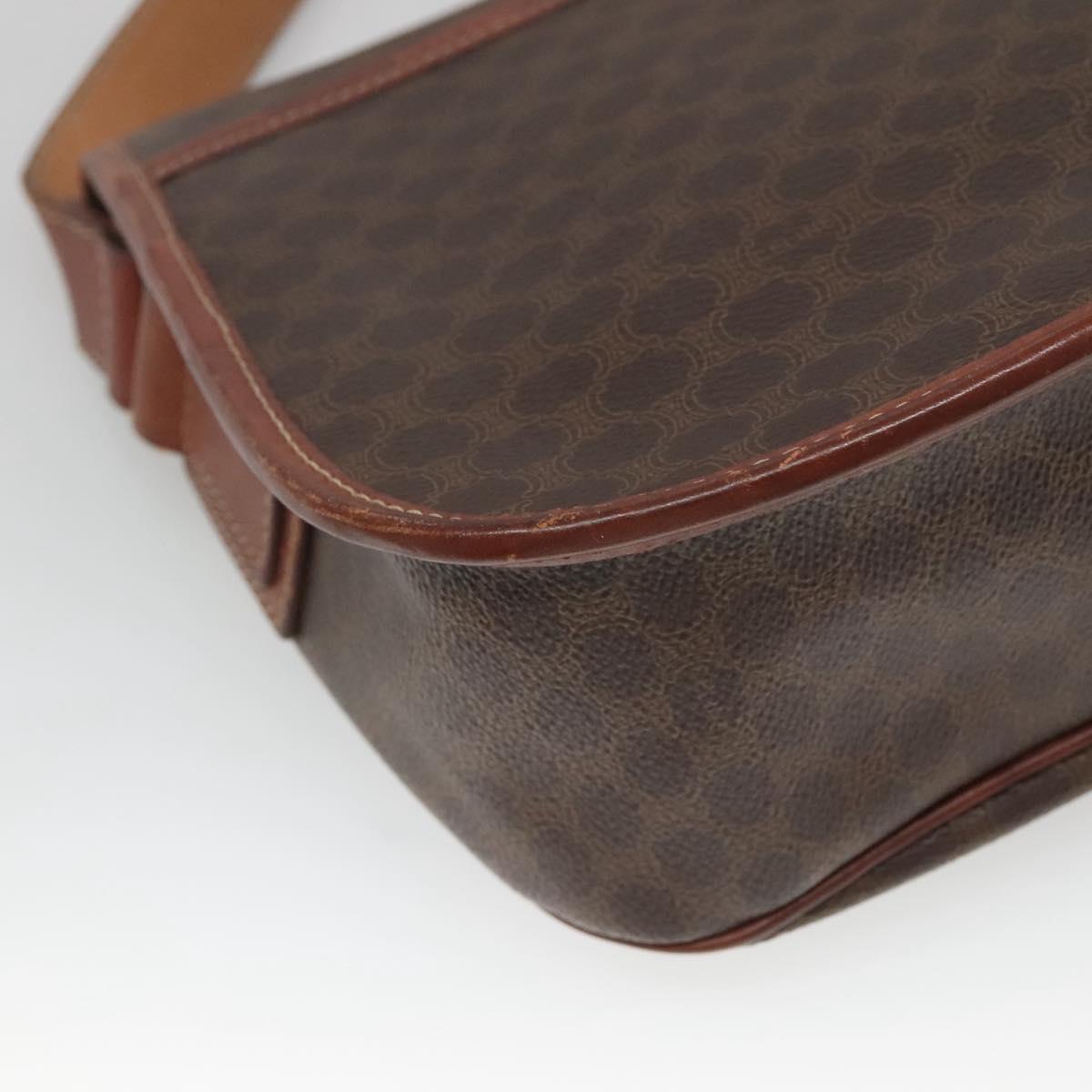 CELINE Macadam Canvas Shoulder Bag PVC Leather Brown Gold Auth BD2004
