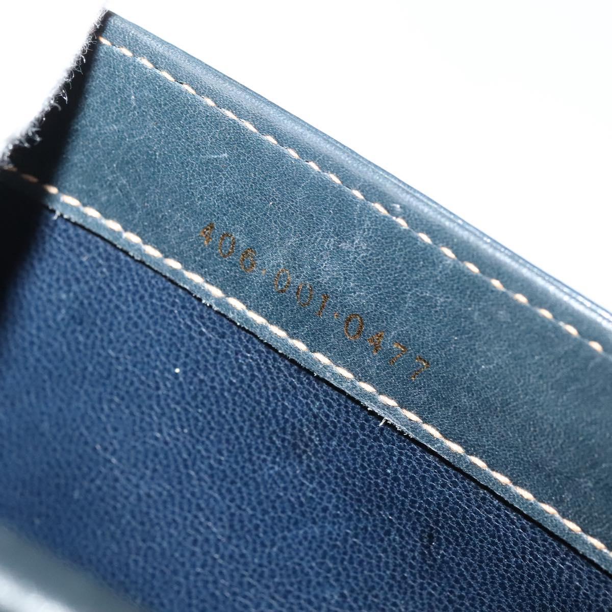 GUCCI Shoulder Bag Leather Navy Gold Auth BD2006