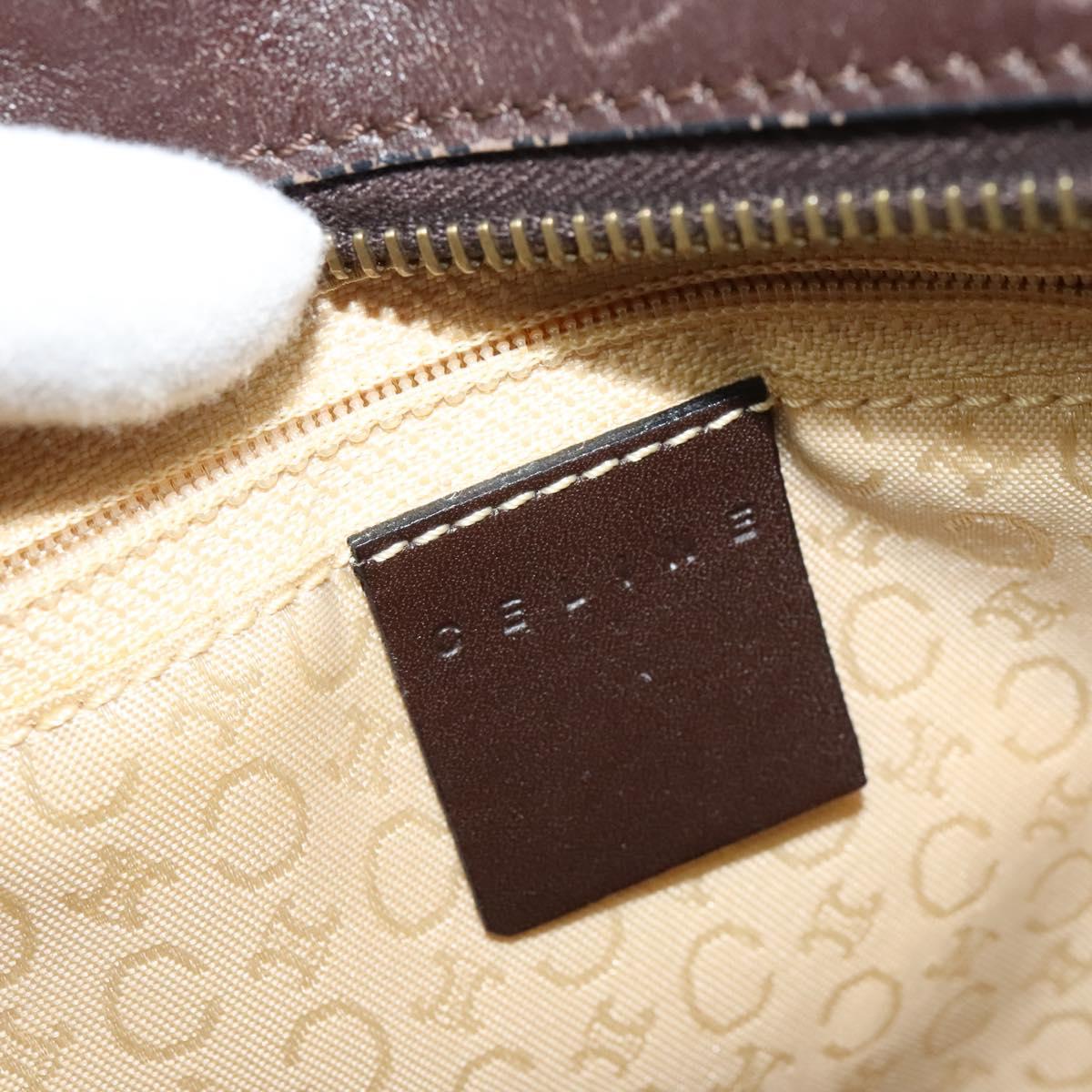 CELINE C Macadam Canvas Hand Bag Beige Gold Auth BD2013