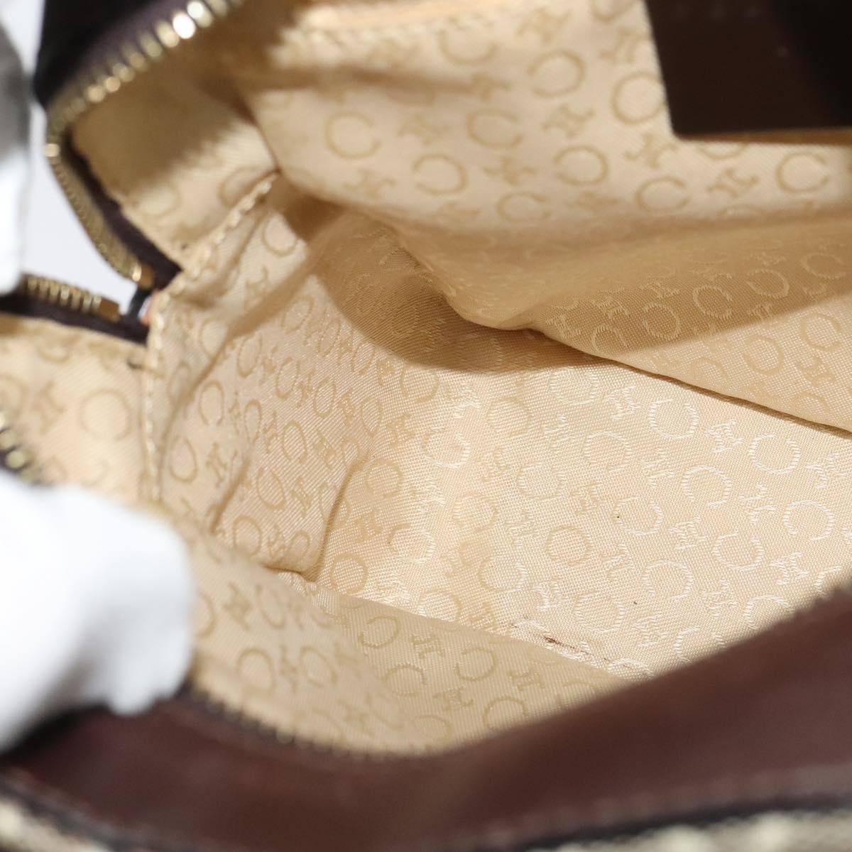 CELINE C Macadam Canvas Hand Bag Beige Gold Auth BD2013
