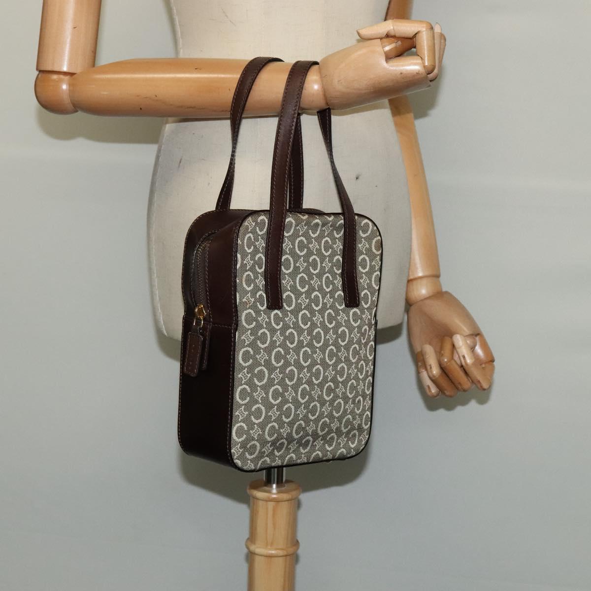 CELINE C Macadam Canvas Hand Bag Beige Gold Auth BD2013