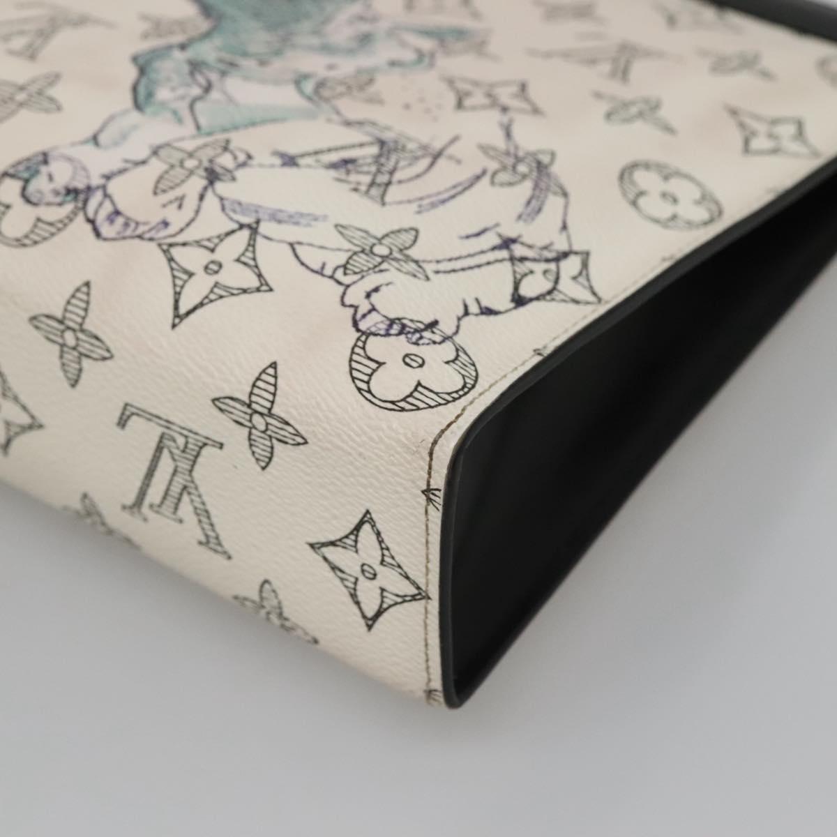 LOUIS VUITTON Monogram Savanna Pochette Voyager MM Clutch Bag White Auth BD2031