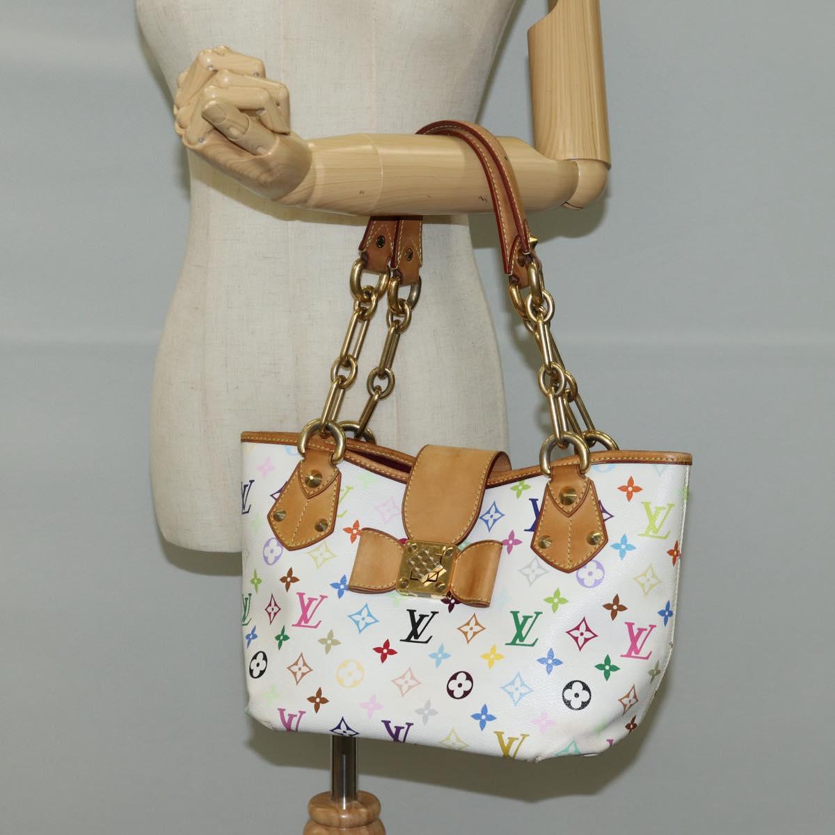 LOUIS VUITTON Monogram Multicolor Annie MM Tote Bag White M40307 LV Auth BD2040