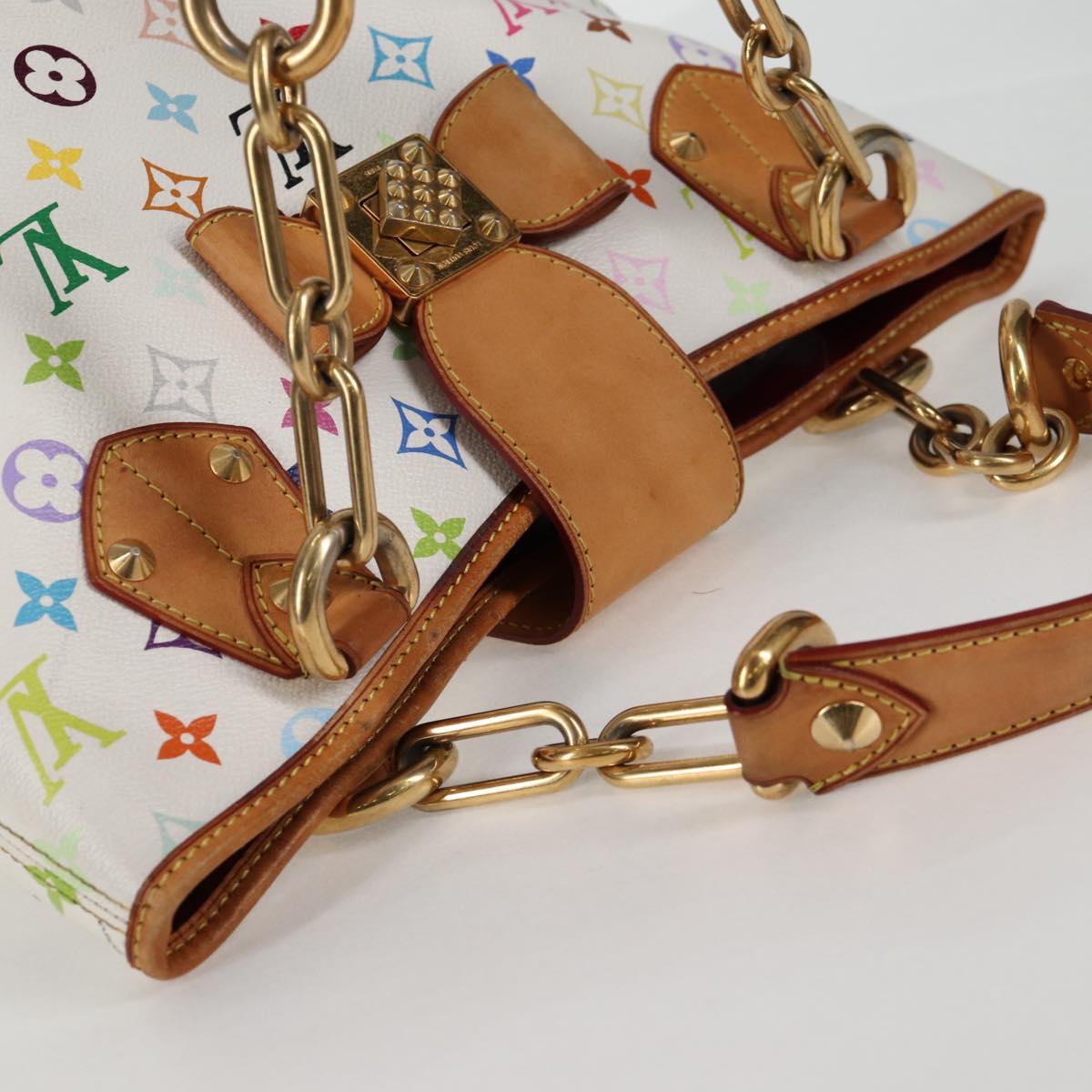 LOUIS VUITTON Monogram Multicolor Annie MM Tote Bag White M40307 LV Auth BD2040