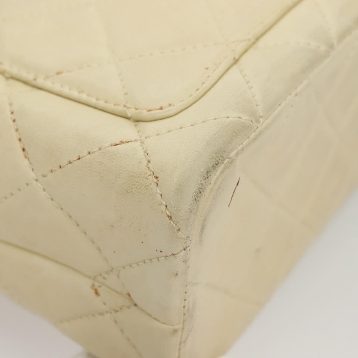 CHANEL Matelasse Chain Tote Bag Lamb Skin Beige CC Auth BD2075