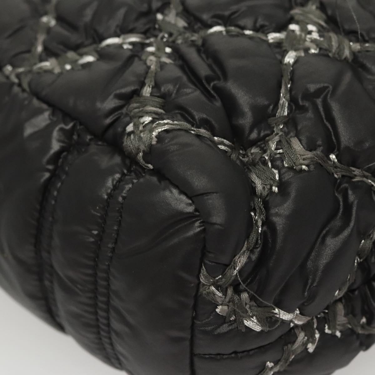 CHANEL Chain Paris Byzantine Shoulder Bag Nylon Black Silver CC Auth BD2076