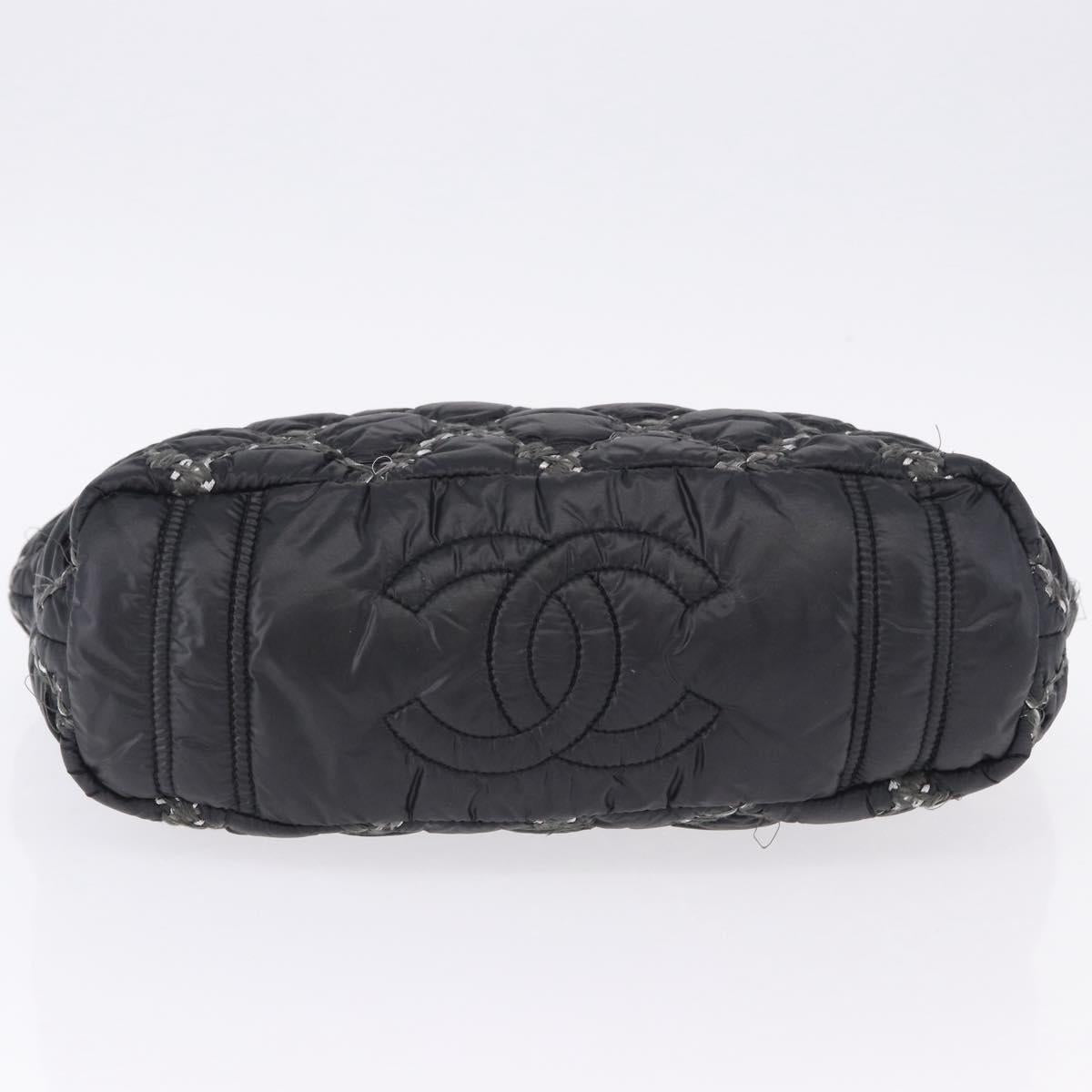 CHANEL Chain Paris Byzantine Shoulder Bag Nylon Black Silver CC Auth BD2076