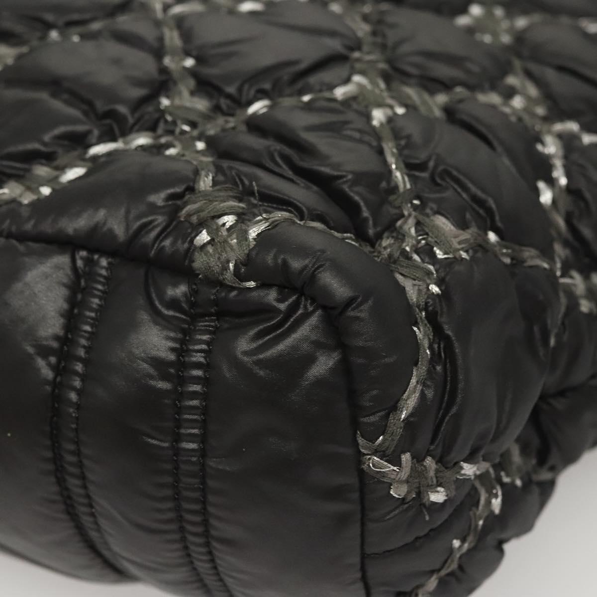 CHANEL Chain Paris Byzantine Shoulder Bag Nylon Black Silver CC Auth BD2076
