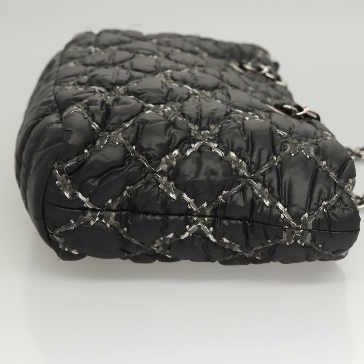 CHANEL Chain Paris Byzantine Shoulder Bag Nylon Black Silver CC Auth BD2076