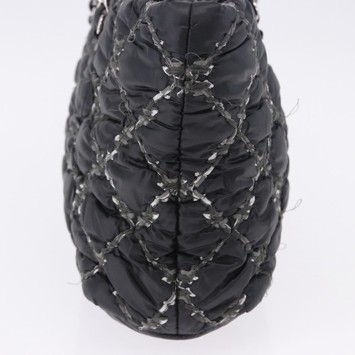 CHANEL Chain Paris Byzantine Shoulder Bag Nylon Black Silver CC Auth BD2076
