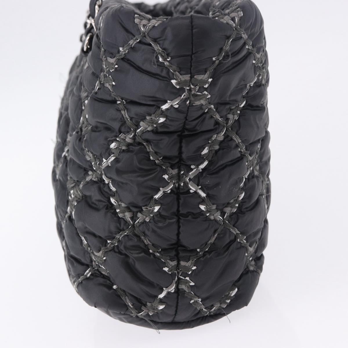 CHANEL Chain Paris Byzantine Shoulder Bag Nylon Black Silver CC Auth BD2076