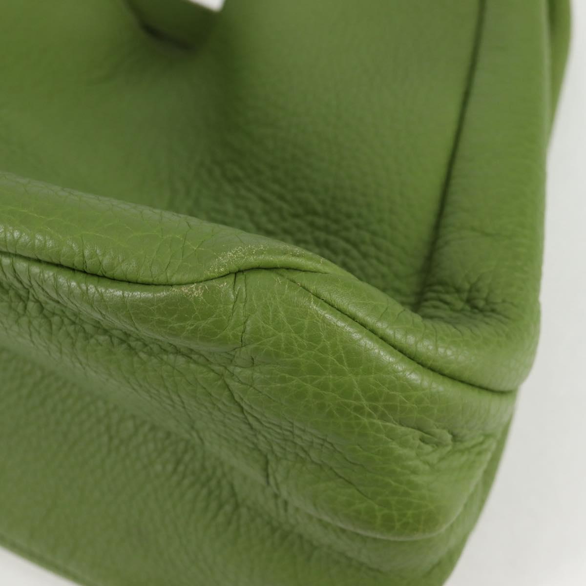 BOTTEGA VENETA Shoulder Bag Leather Green Silver Auth BD2078V