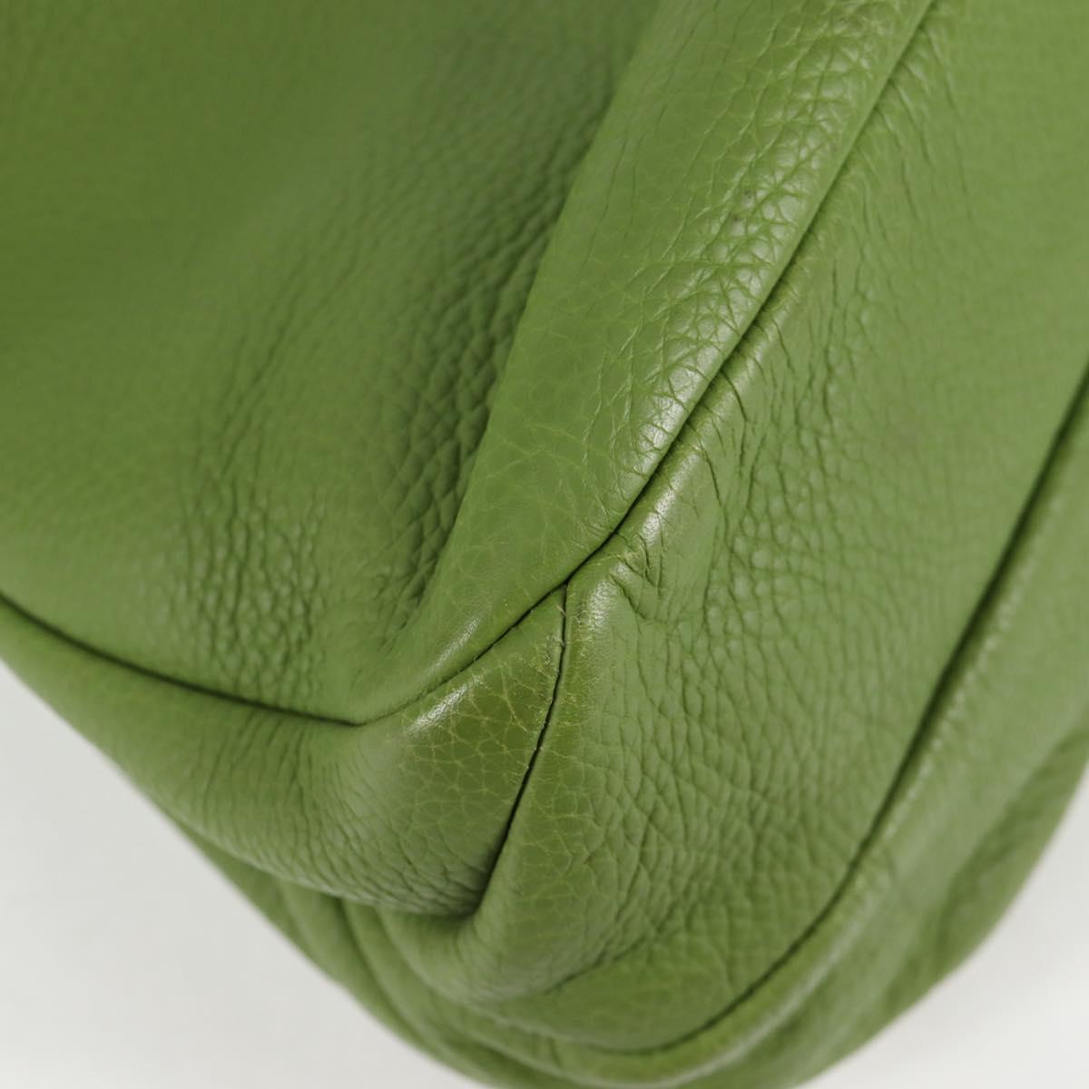 BOTTEGA VENETA Shoulder Bag Leather Green Silver Auth BD2078V