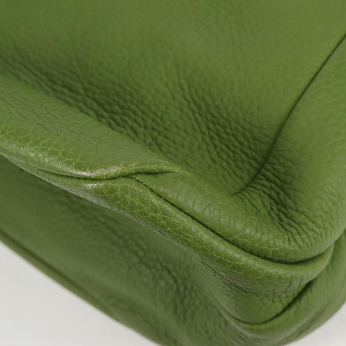 BOTTEGA VENETA Shoulder Bag Leather Green Silver Auth BD2078V